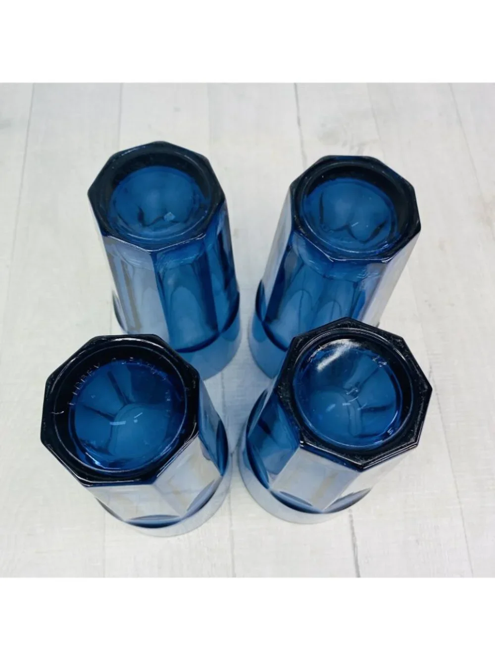 Libbey DURATUFF GIBRALTAR Dusky Blue Cooler Glass Panel Tumber Glasses  Set 4